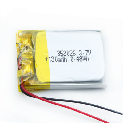 130mAh 352026 แบตเตอรี่ลิเธียมโพลิเมอร์ CE SGS Electric Watch Battery