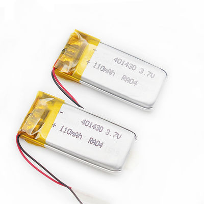 GPS Tracker Li Polymer แบตเตอรี่แบบชาร์จไฟได้ 401430 110mAh Lipo Battery